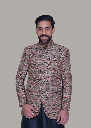 Dress Designers Maroon Multicolor Prince Coat