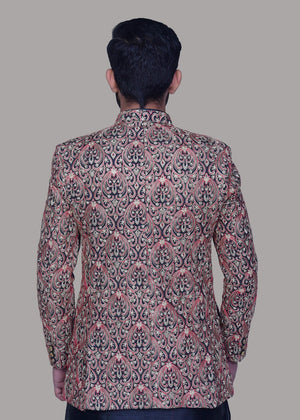 Dress Designers Maroon Multicolor Prince Coat