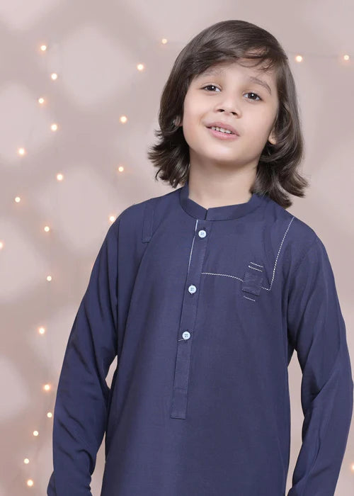Navy blue Cotton Kurta - K21 - Hassan Jee