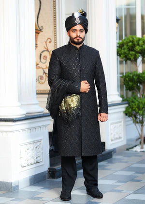 BLACK SHERWANI RF01 - Azlan Shahzad