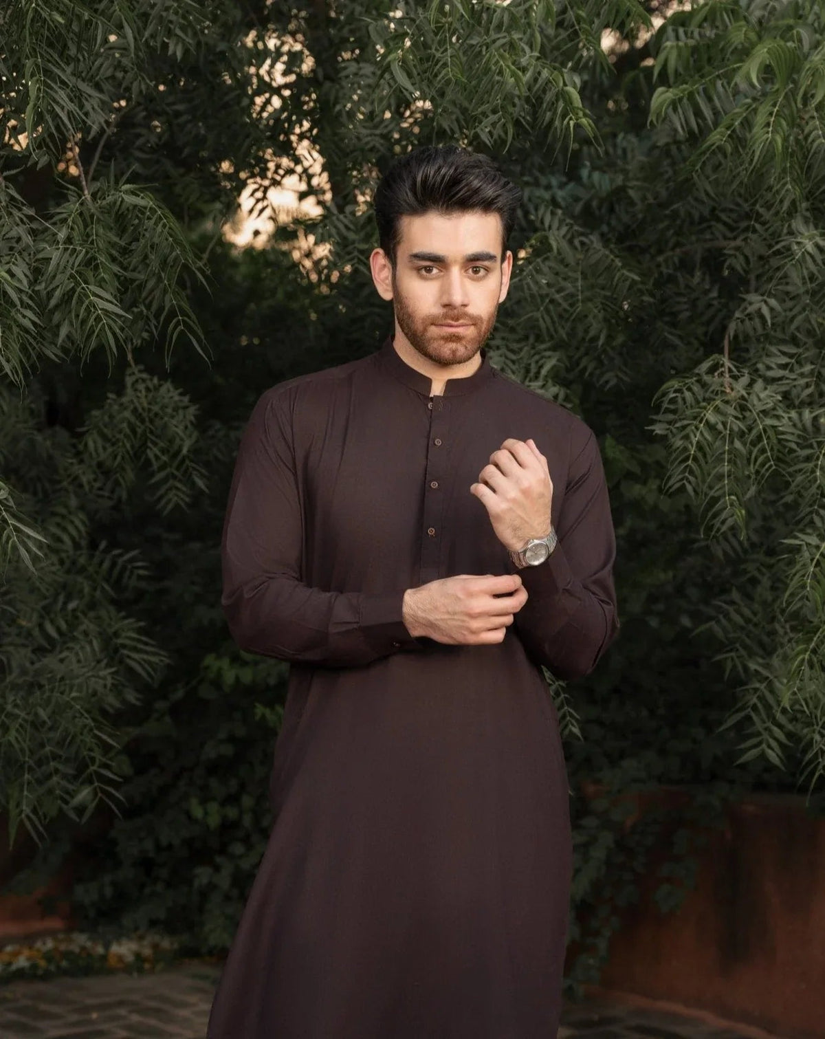 Dark Brown Kurta Trouser/Shalwar - Men