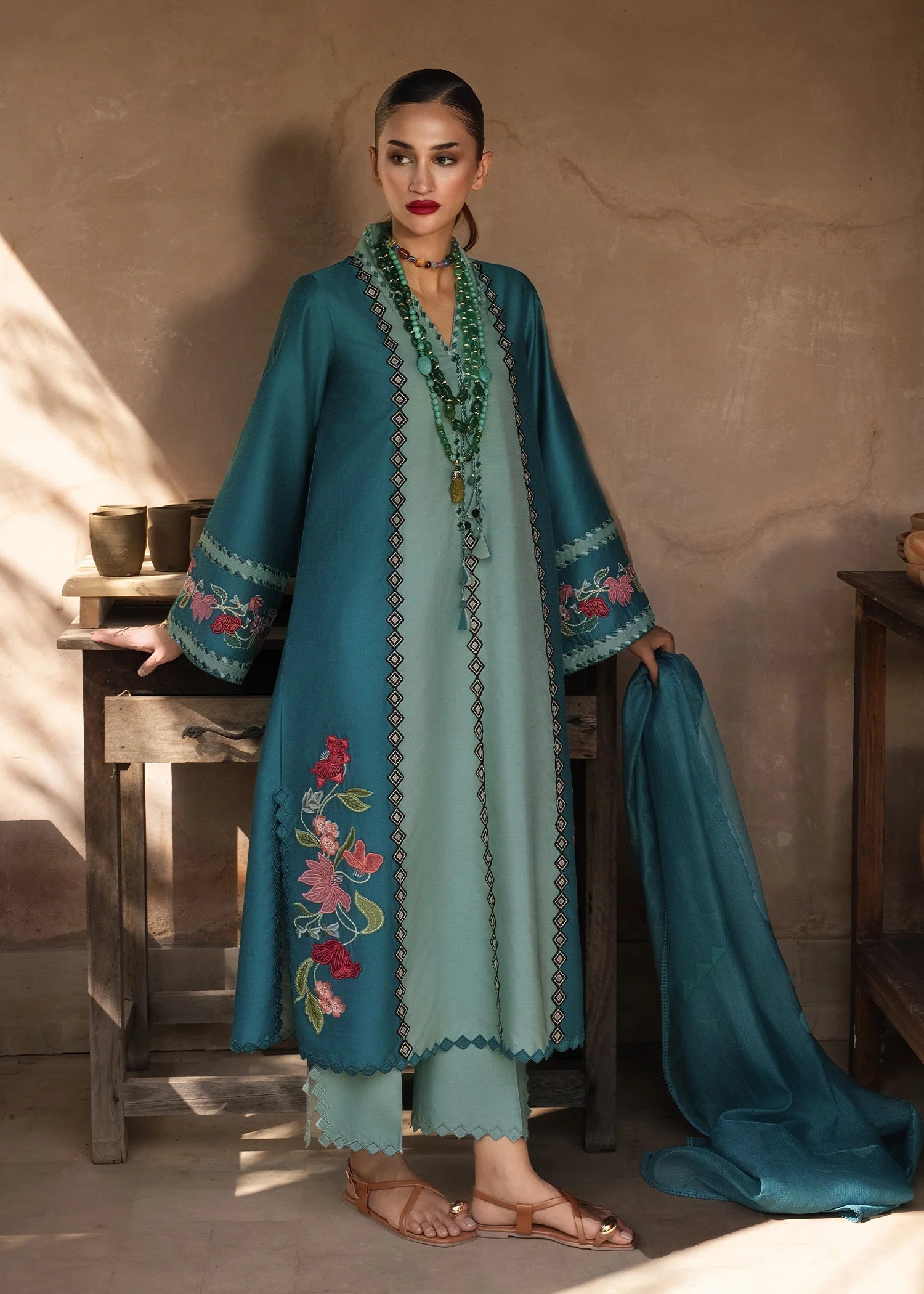 Crimson | MITTI WINTER PRET 25 | Rani Vogue(Turquoise)