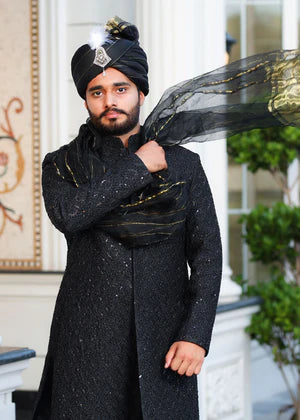 BLACK SHERWANI RF01 - Azlan Shahzad
