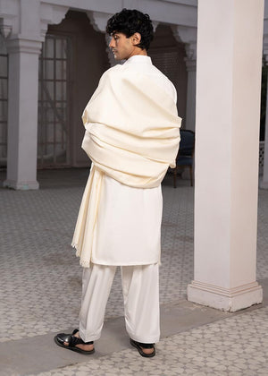 Abdullah Amin By Muraqsh Off White Wool Shawl