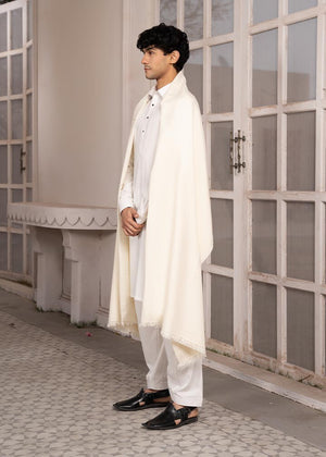 Abdullah Amin By Muraqsh Off White Wool Shawl