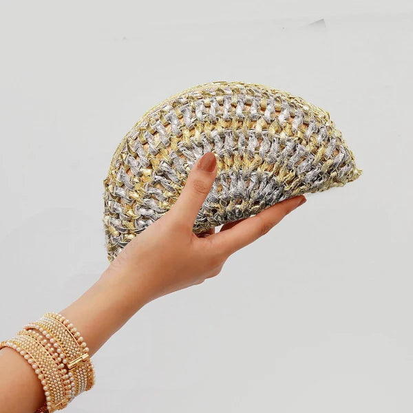 Gold & Silver – Half Moon Handmade Clutch - Zar