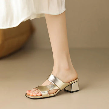 Salsa Block Heel - Gold - Pastel Toes By Mariam