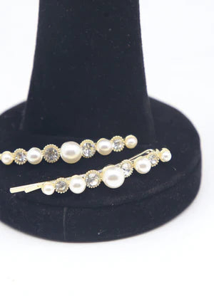 DFJ | Golden stones gold plated hair pins - Dreams Fashion Jewellery