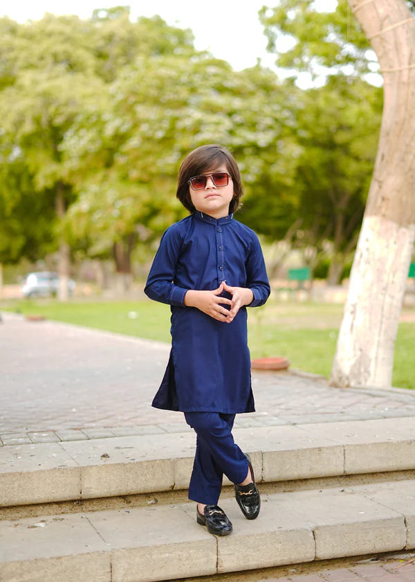 Marine Blue kurta trouser KT 87 - Hassan Jee