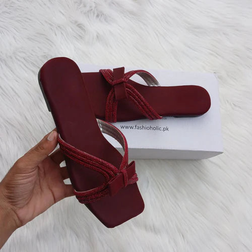 Tai Maroon Slides For Women's - Fashionholic