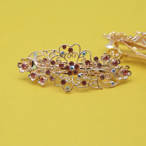 Mr. RJ |red stones gold plated hair clip - Mr Jewellery Collection
