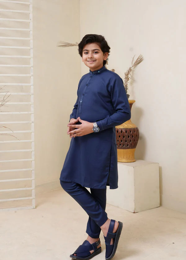 Blue Kurta Trouser KT 84 - Hassan Jee