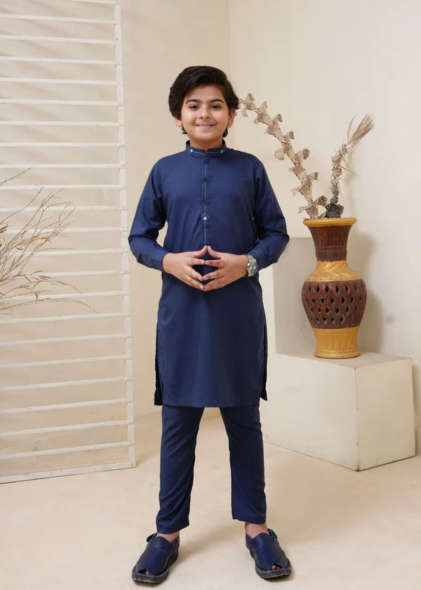 Blue Kurta Trouser KT 84 - Hassan Jee