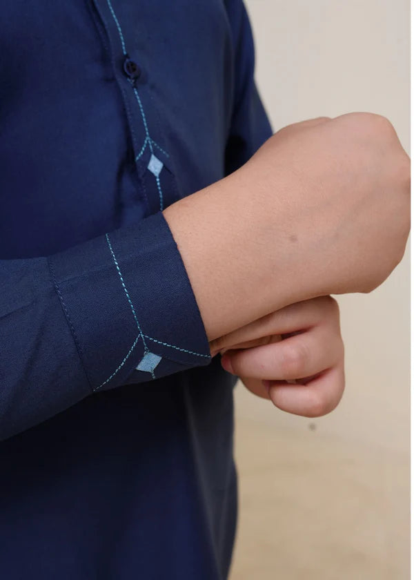 Blue Kurta Trouser KT 84 - Hassan Jee