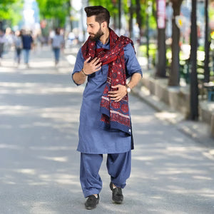 Natural Dyes & Handwork Sindhi Sindhi Ajrak - Gulab Patti - Kamaal Khan