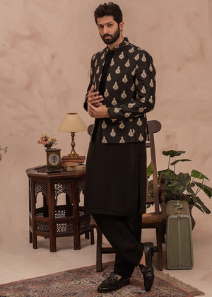 Eminence Shahi Prince Coat -Open Front- Black