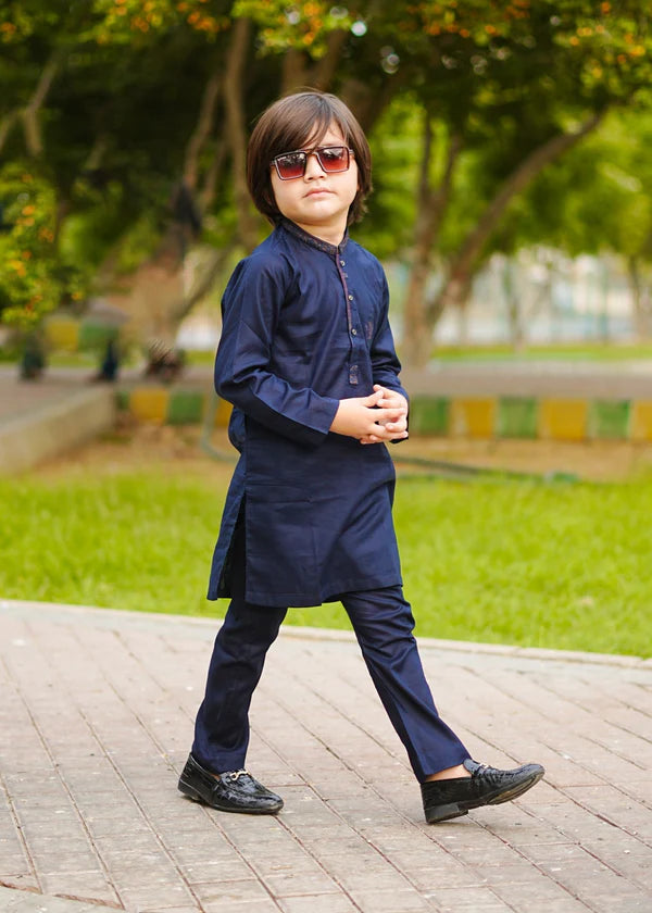 Navy Blue Kurta Trouser-AH 049 - KIDS CLUB