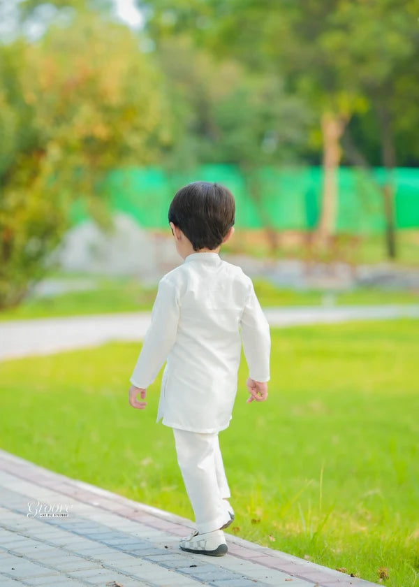 White chicken Kurta Trouser - KE 015 - KIDS CLUB