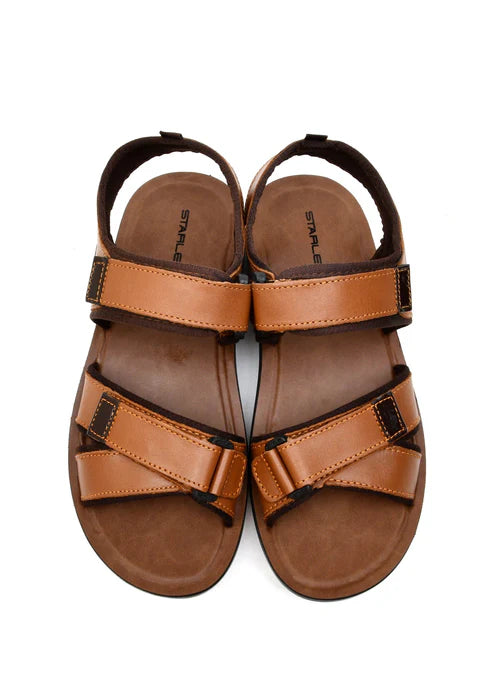 LEATHER SANDAL - AK-110 TAN - Starlet Shoes