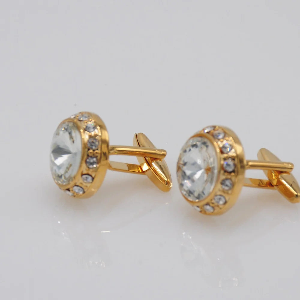 ZJH| white stone chufflinks men - Zeenat Jewelry House