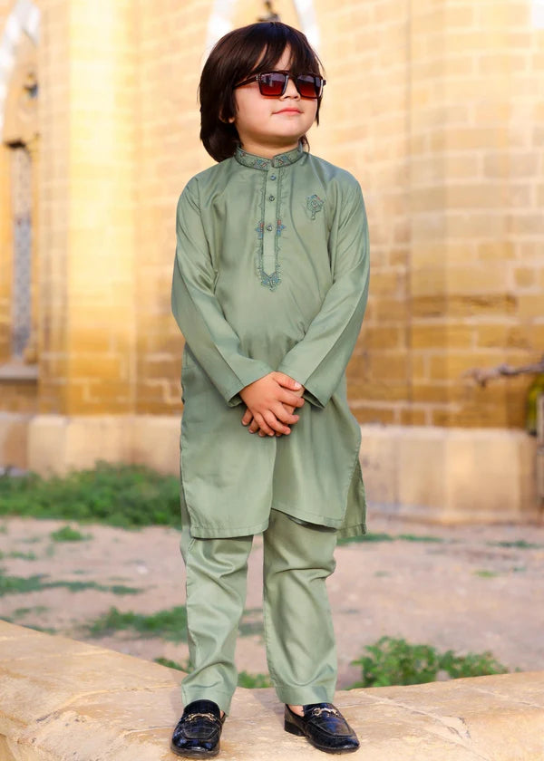 Moss Green Kurta Trouser - KE 022 - KIDS CLUB