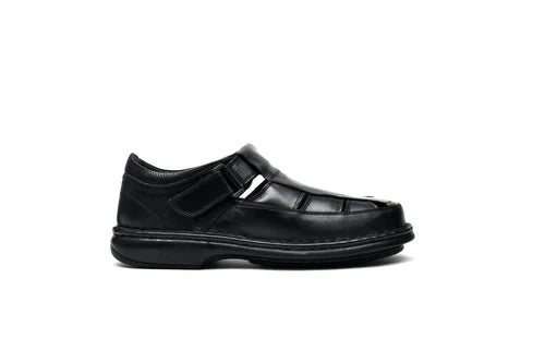 LEATHER SANDAL - 5050 BLACK - Starlet Shoes