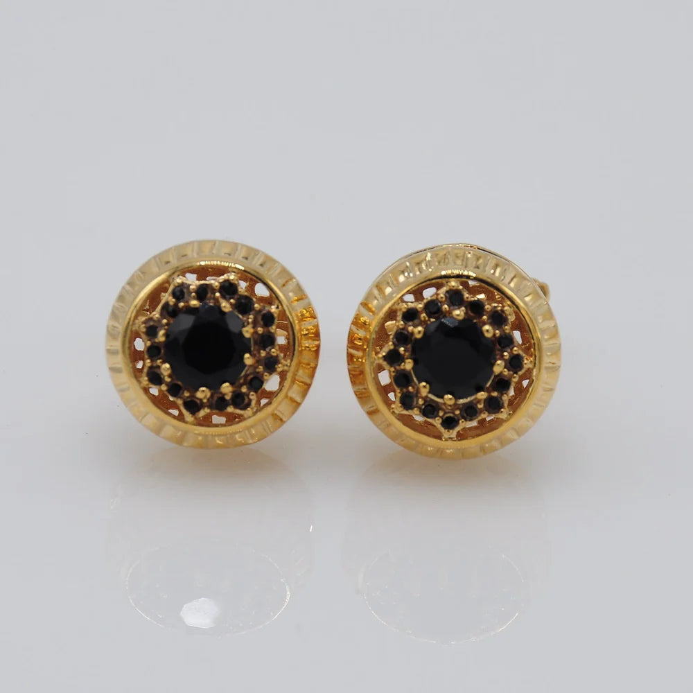 ZJH| black gold plated mens cufflink - Zeenat Jewelry House
