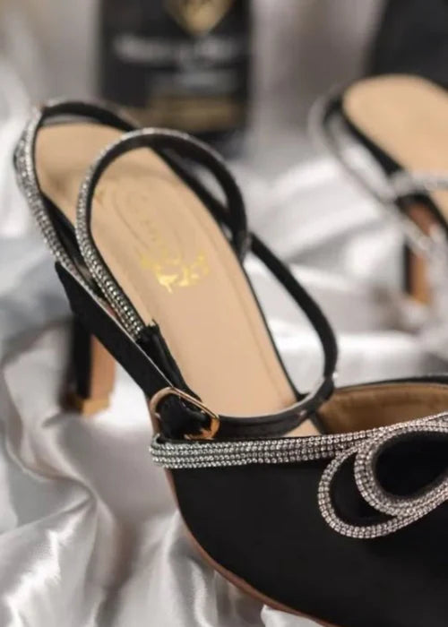 Black bow high heels - Fashionlix