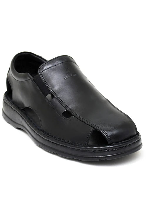 LEATHER SANDAL - 4007 BLACK - Starlet Shoes