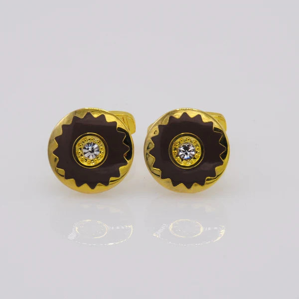ZJH | black golden men cufflinks - Zeenat Jewelry House