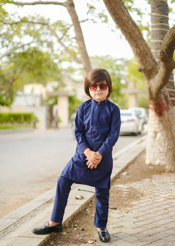 Marine Blue kurta trouser KT 87 - Hassan Jee