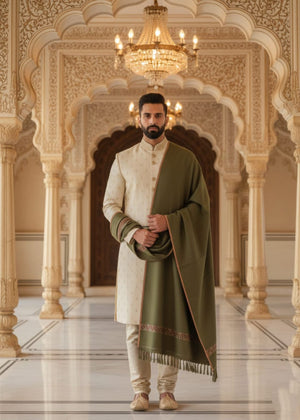 Hijab Gallery By Arbish Arts SHAWL-NAWAB OLIVE