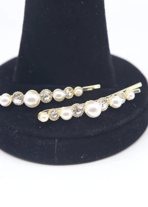 DFJ | Golden stones gold plated hair pins - Dreams Fashion Jewellery
