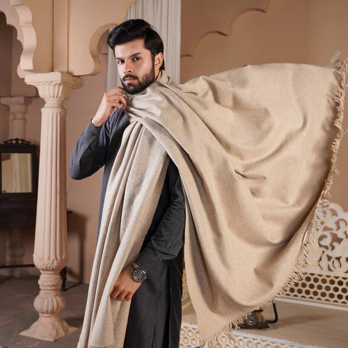Off-White Bannu Wool Shawl - Deenaar