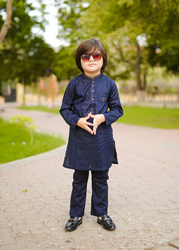 Navy Blue Kurta Trouser-AH 049 - KIDS CLUB