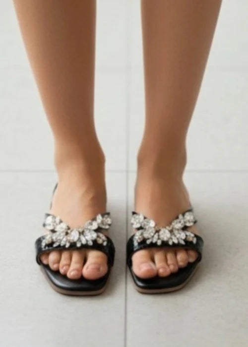 Black Slides For Bridal - Fashionholic