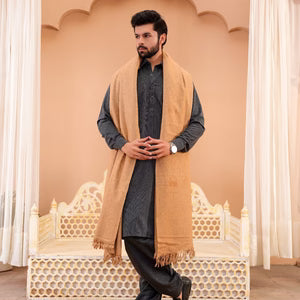 Camel Brown Bannu Wool Shawl - Deenaar
