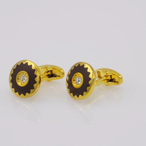 ZJH | black golden men cufflinks - Zeenat Jewelry House