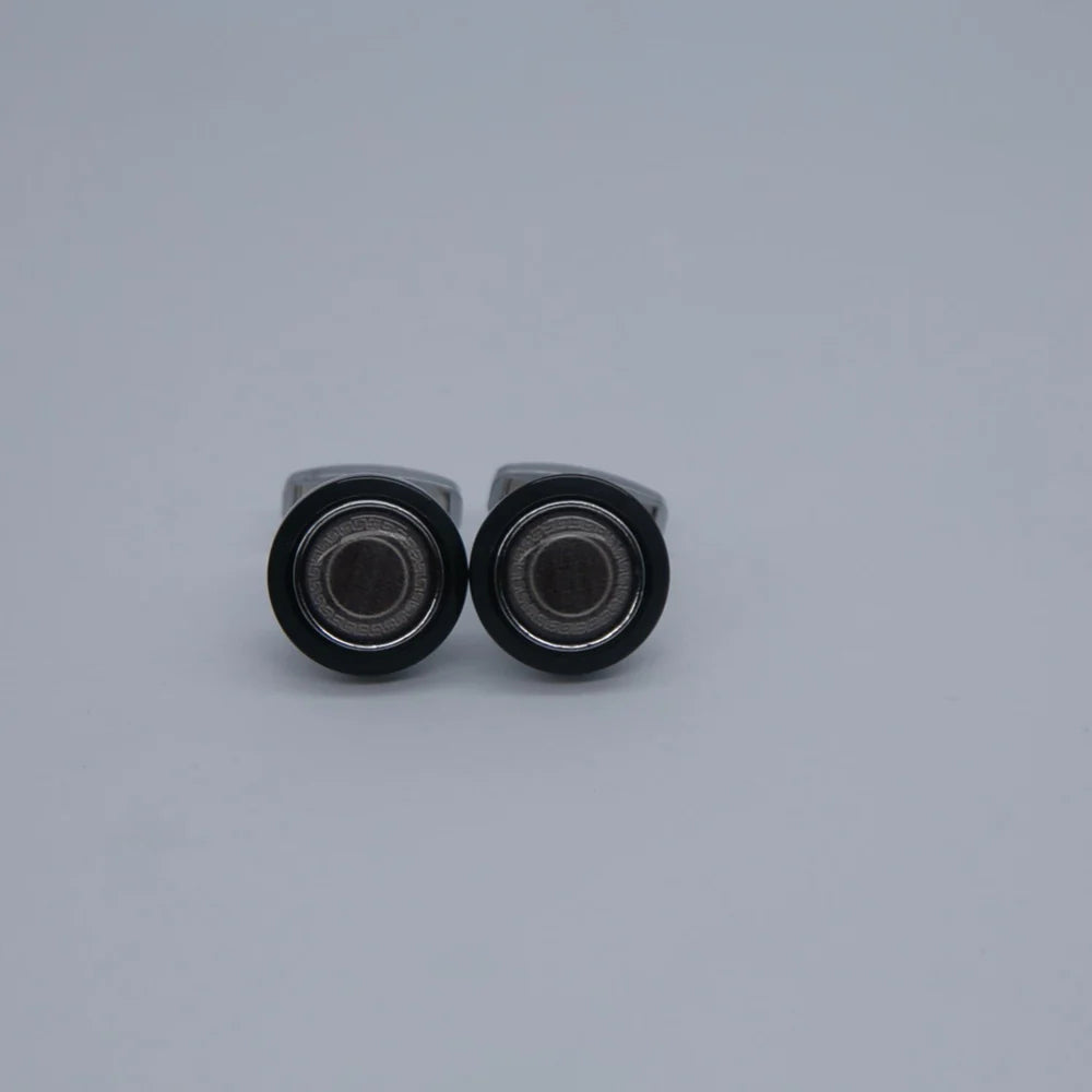 ZJH | black mens silver plated cufflinks - Zeenat Jewelry House