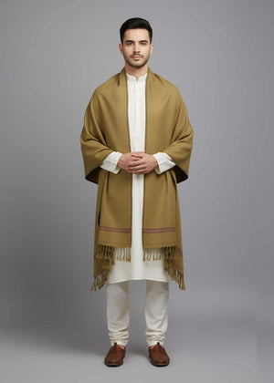 Kamaal Khan Peshawari Dhussa Shawl (Medium) - Golden Brown