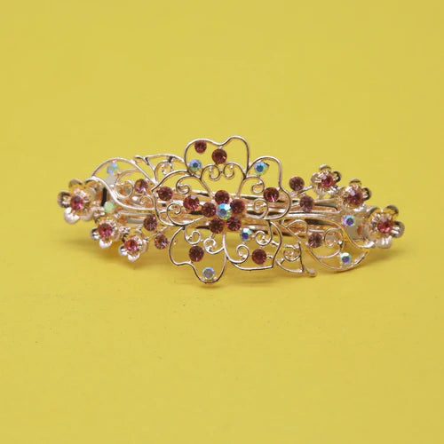 Mr. RJ |red stones gold plated hair clip - Mr Jewellery Collection