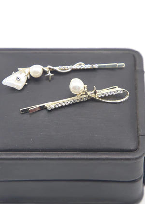 DFJ | Golden stones gold plated hair pins - Dreams Fashion Jewellery