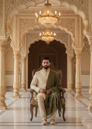 Hijab Gallery By Arbish Arts SHAWL-NAWAB OLIVE