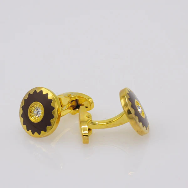 ZJH | black golden men cufflinks - Zeenat Jewelry House