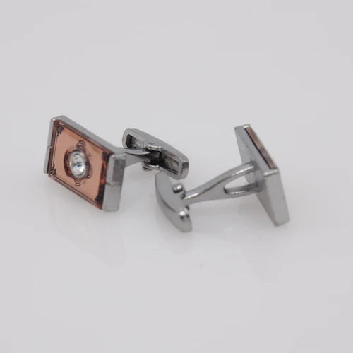 ZJH | champagne siver played cufflink - Zeenat Jewelry House