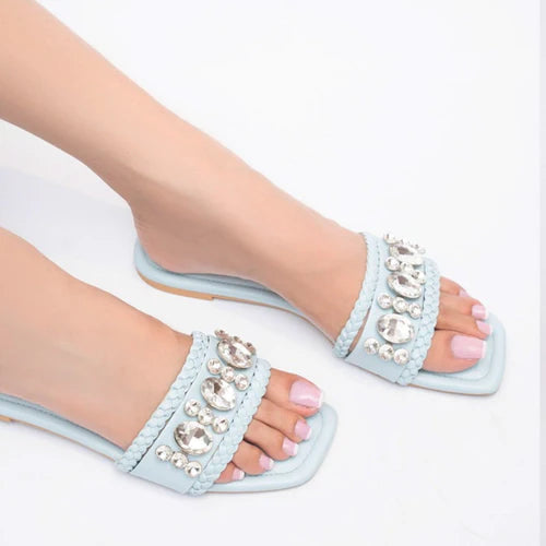 NAIRA Blue Studded Flats - Croza