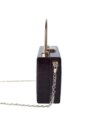 ELEGANCE CROC-EMBOSSED ESPRESSO CLUTCH - MHW Bags