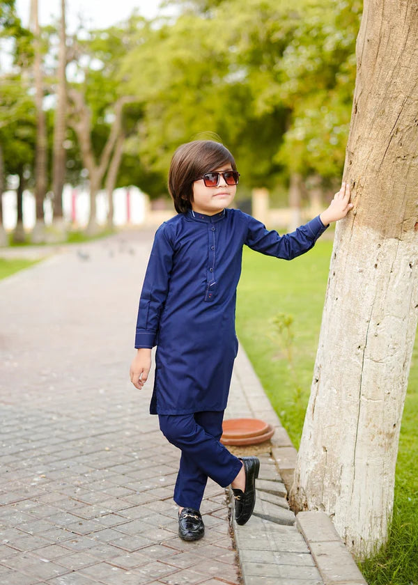 Marine Blue kurta trouser KT 87 - Hassan Jee