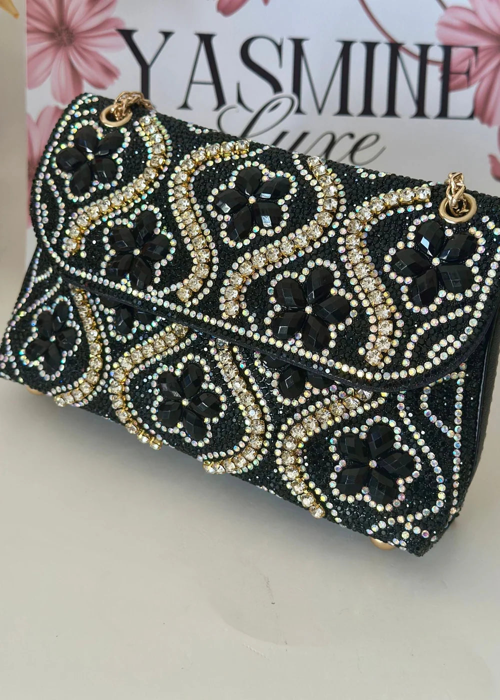 Midnight Rhinestone Bag - Yasmine Luxe
