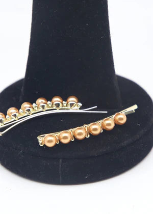 DFJ | Golden stones gold plated hair pins - Dreams Fashion Jewellery